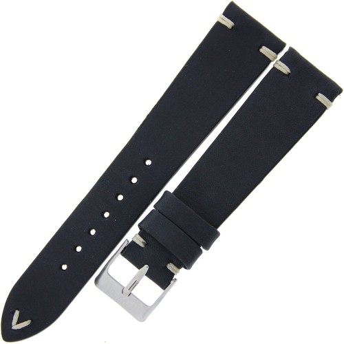 LAVVU Retro LSNUB20 - 20mm - Czarny - Skórzany pasek do zegarka