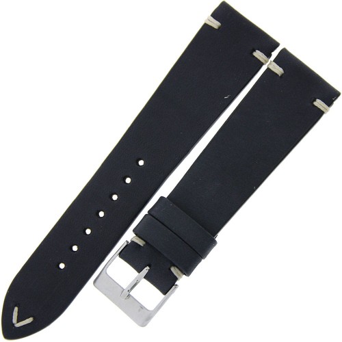 LAVVU Retro LSNUB22 - 22mm - Czarny - Skórzany pasek do zegarka