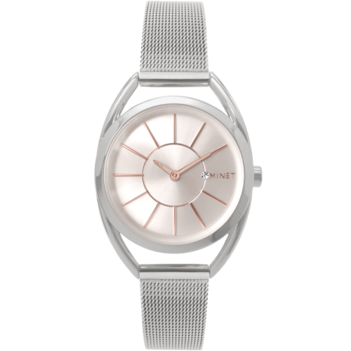 MINET MWL5010 - ICON Silver Rose Mesh - Damski - Zegarek na bransolecie mesh
