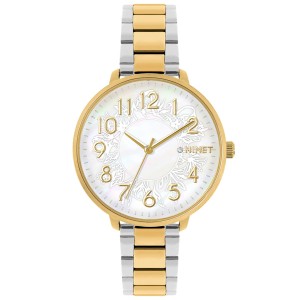 MINET MWL5206 - PRAGUE Gold Flower Bicolor - Damski - Zegarek na bransolecie