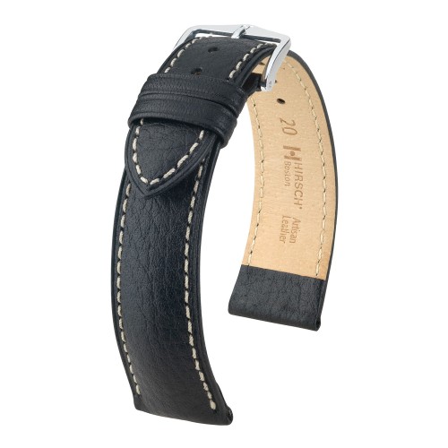 HIRSCH Boston L - CZARNY - 24mm - Skórzany pasek do zegarka