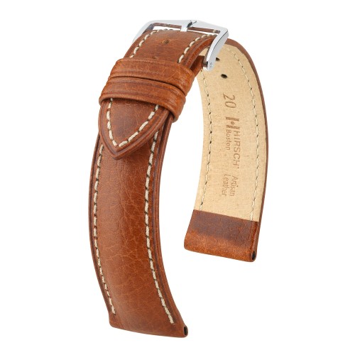 HIRSCH Boston L - ZŁOTOBRĄZOWY - 24mm - Skórzany pasek do zegarka