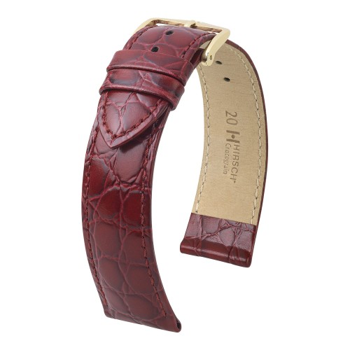 HIRSCH Crocograin M - BORDOWY - 14mm - Skórzany pasek do zegarka
