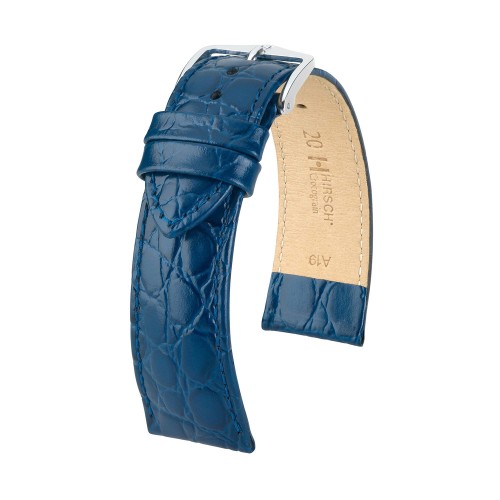 HIRSCH Crocograin M - GRANATOWY - 20mm - Skórzany pasek do zegarka