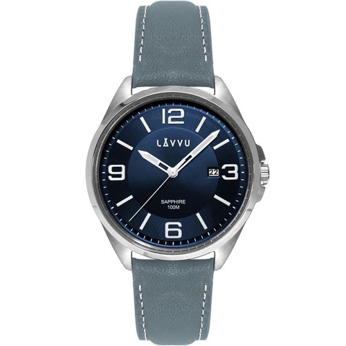 LAVVU LWM0094 - Herning Blue - Męski - Zegarek na pasku skórzanym