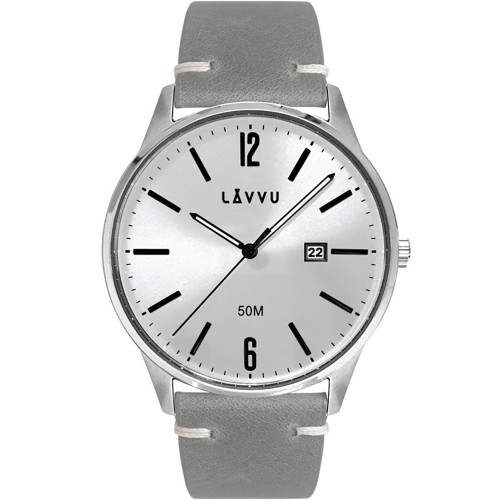 LAVVU LWM0083 - Karlstad Silver - Męski - Zegarek na pasku skórzanym