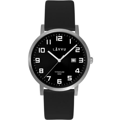 LAVVU LWM0211 - Titanium Lyngdal Black - Męski - Zegarek na pasku skórzanym