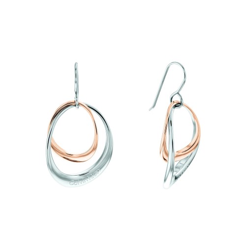 CALVIN KLEIN 35000003 - Warped - Damskie - Kolczyki ze stali nierdzewnej - Srebrny/Różowo Złoty