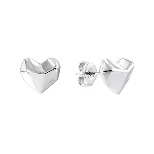 CALVIN KLEIN 35000041 - Faceted Heart - Damskie - Kolczyki ze stali nierdzewnej - Srebrne