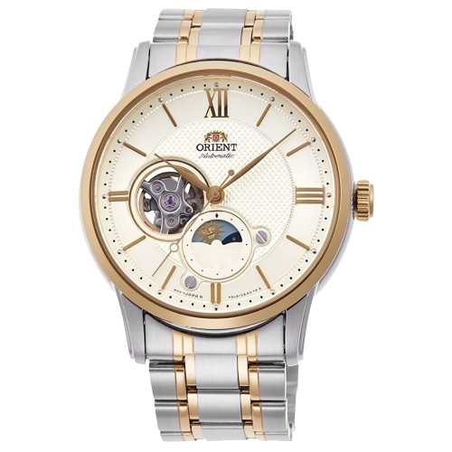 ORIENT RA-AS0007S10B - Sun and Moon Automatic Open Heart - Męski - Zegarek na bransolecie