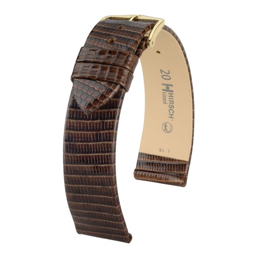 HIRSCH Lizard Classic L - BRĄZOWY - 20mm - Skórzany pasek do zegarka