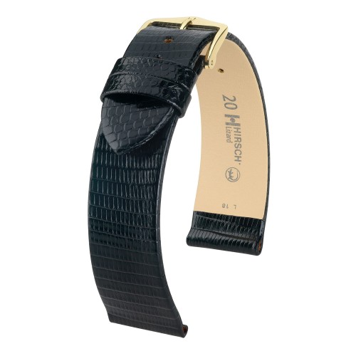 HIRSCH Lizard Classic M - CZARNY - 12mm - Skórzany pasek do zegarka