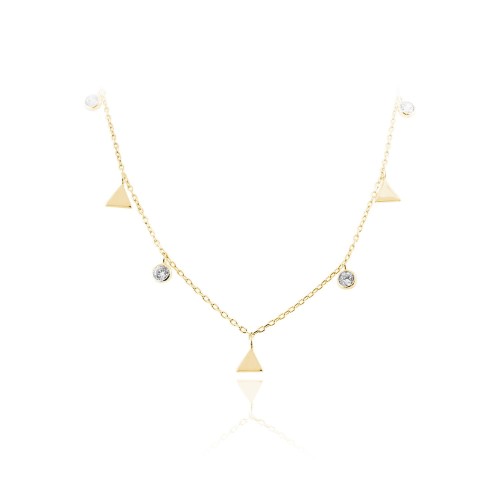 JVD - TRÓJKĄTY & Cyrkonie - Srebro Ag925 - Naszyjnik