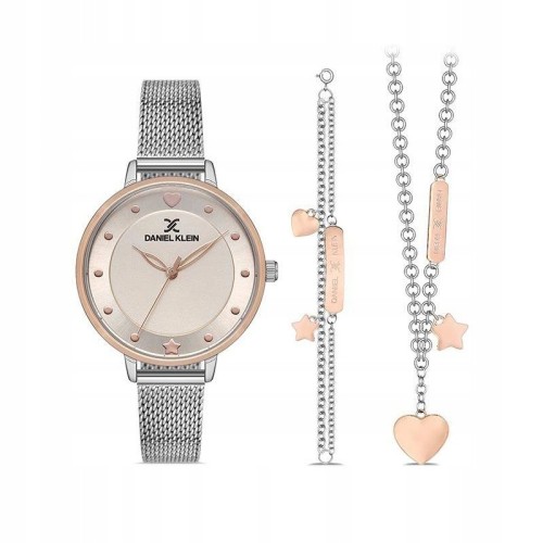 DANIEL KLEIN DK.1.13022-4 - Damski - Zegarek na bransolecie + bransoletka i naszyjnik