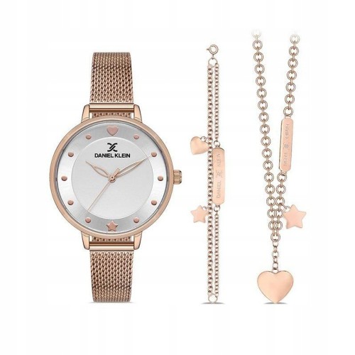DANIEL KLEIN DK.1.13022-2 - Damski - Zegarek na bransolecie + bransoletka i naszyjnik
