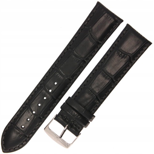 HORIDO 0189L - CZARNY - 22mm - Skórzany pasek do zegarka