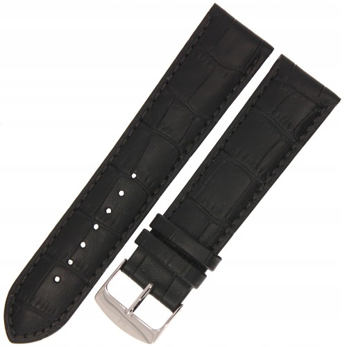 HORIDO 0189 - CZARNY - 22mm - Skórzany pasek do zegarka