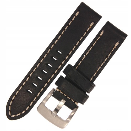 HORIDO 0606 - CZARNY - 22mm - Skórzany pasek do zegarka