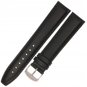 HORIDO 0077L - CZARNY - 22mm - Skórzany pasek do zegarka o strukturze Gładkiej