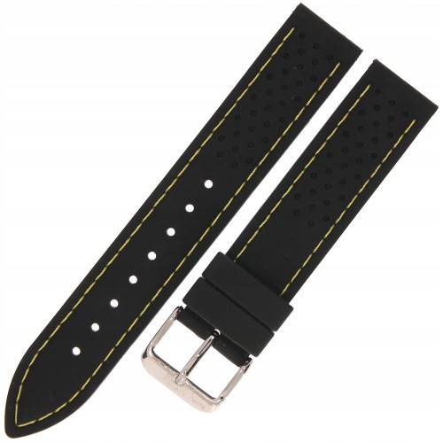 HORIDO 0015 - CZARNY/Żółty - 18mm - Silikonowy pasek do zegarka