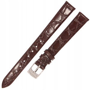 HORIDO 0117 - CIEMNY BRĄZ - 12mm - Skórzany pasek do zegarka o strukturze Krokodyla