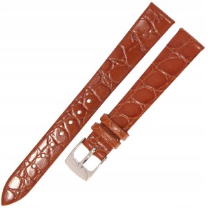 HORIDO 0117 - ŚREDNI BRĄZ - 14mm - Skórzany pasek do zegarka o strukturze Krokodyla