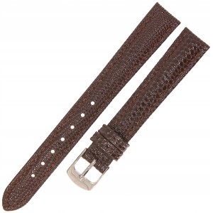 HORIDO 0065 - CIEMNY BRĄZ - 14mm - Skórzany pasek do zegarka o strukturze Jaszczurki