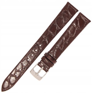 HORIDO 0117 - CIEMNY BRĄZ - 14mm - Skórzany pasek do zegarka o strukturze Krokodyla