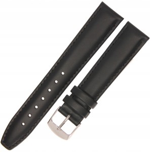 HORIDO 0077 - CZARNY - 18mm - Skórzany pasek do zegarka o strukturze Gładkiej