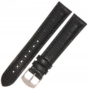 HORIDO 0065 - CZARNY - 18mm - Skórzany pasek do zegarka o strukturze Jaszczurki