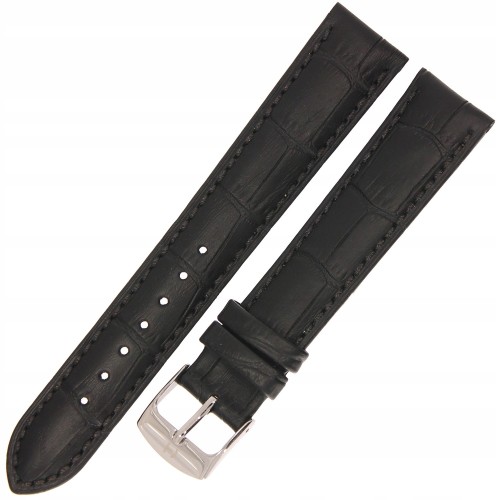 HORIDO 0189 - CZARNY - 18mm - Skórzany pasek do zegarka