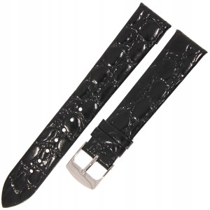 HORIDO 0117 - CZARNY - 18mm - Skórzany pasek do zegarka o strukturze Krokodyla