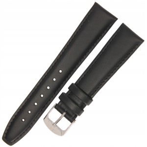 HORIDO 0077 - CZARNY - 19mm - Skórzany pasek do zegarka o strukturze Gładkiej