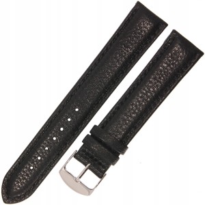 HORIDO 0074L - CZARNY - 20mm - Skórzany pasek do zegarka o strukturze Bizona