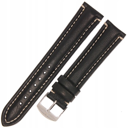 HORIDO 0079 - CZARNY - 20mm - Skórzany pasek do zegarka