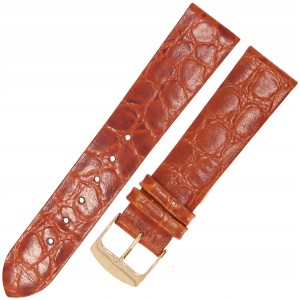 HORIDO 0117 - ŚREDNI BRĄZ - 20mm - Skórzany pasek do zegarka o strukturze Krokodyla
