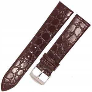 HORIDO 0117 - CIEMNY BRĄZ - 20mm - Skórzany pasek do zegarka o strukturze Krokodyla