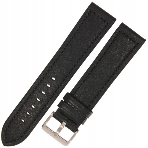 HORIDO 0197SL - CZARNY - 24mm - Skórzany pasek do zegarka