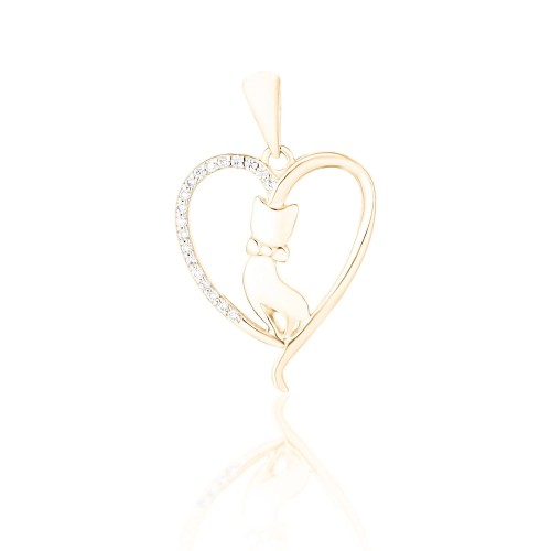 JVD - SERCE z KOTEM - Srebro Ag925 - Wisiorek