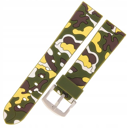 PACIFIC U13 - Zielony Moro - 22mm - Silikonowy pasek do zegarka