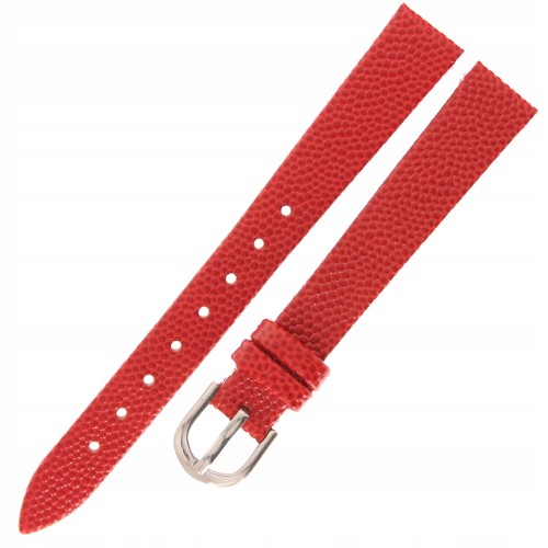 PACIFIC W42 - Czerwony - 12mm - Skórzany pasek do zegarka o strukturze jaszczurki