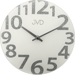 JVD HO138.2 - 25,5cm - BIAŁY - Zegar ścienny szklany