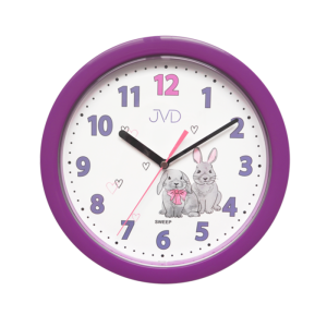 JVD HP612.D2 - 25cm - FIOLETOWY (Króliczki) - Zegar ścienny