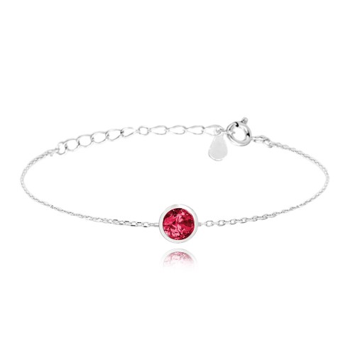 MINET - Ag925 - ZIRCON - Srebrna bransoletka z czerwoną cyrkonią