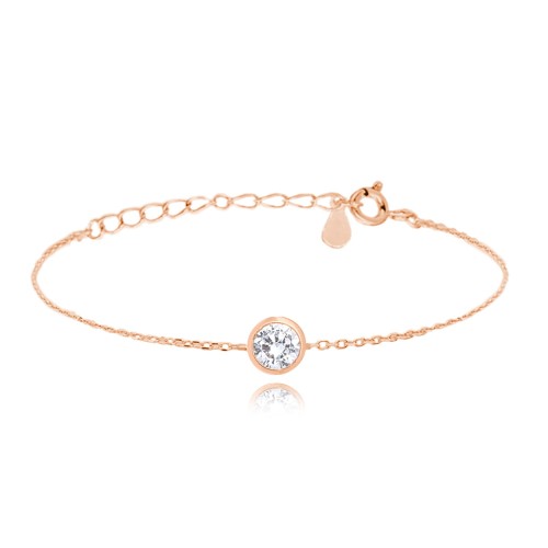 MINET - Ag925 - ZIRCON - Pozłacana srebrna bransoletka z białą cyrkonią