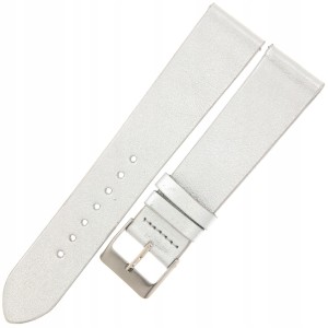 MINET Simple MSSUZ20 - 20mm - SREBRNY - Skórzany pasek do zegarka