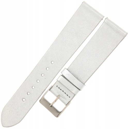 MINET Simple MSSUZ20 - 20mm - SREBRNY - Skórzany pasek do zegarka