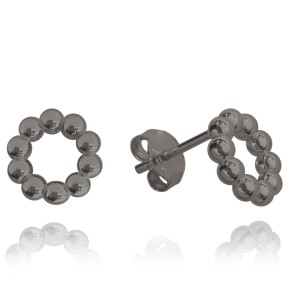 MINET - Czarne srebrne kolczyki KULKI - Ag 925 / 1,85g