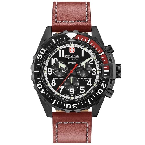 SWISS MILITARY HANOWA 06-4304.13.007 - Touchdown Chrono - Męski - Zegarek na pasku skórzanym