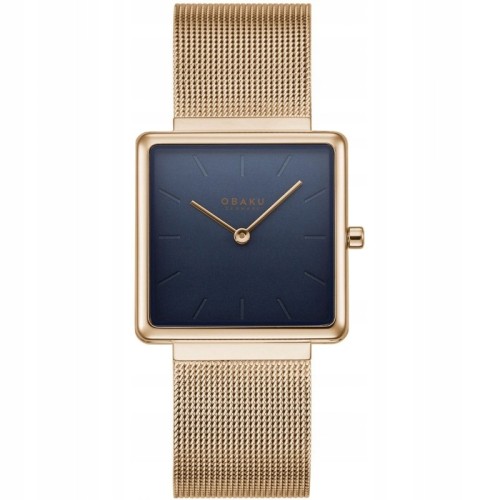 OBAKU V236LXVLMV - Kvadrat Azure - Damski - Zegarek na bransolecie mesh